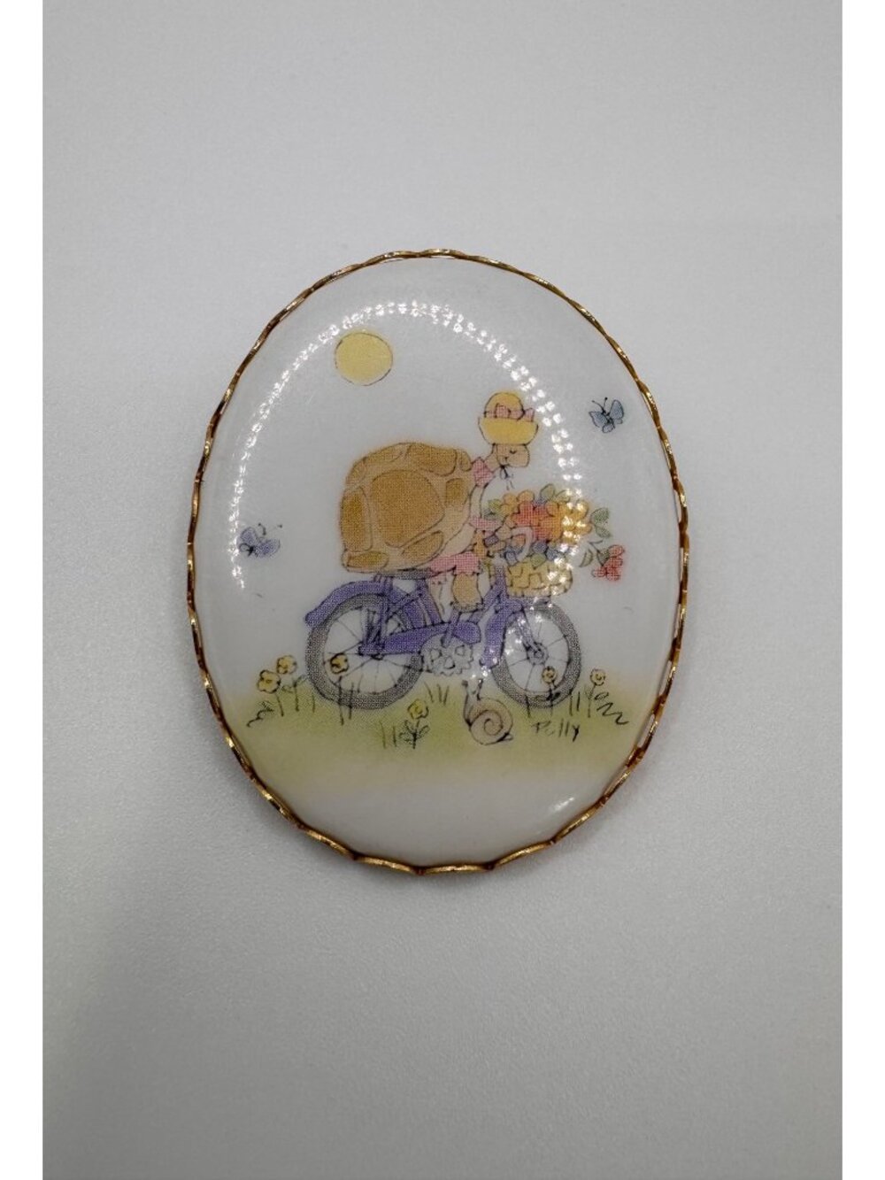 1970s Hallmark Polly Brewer Thoughtfulness Acrylic Cameo Brooch Vintage Kitschy